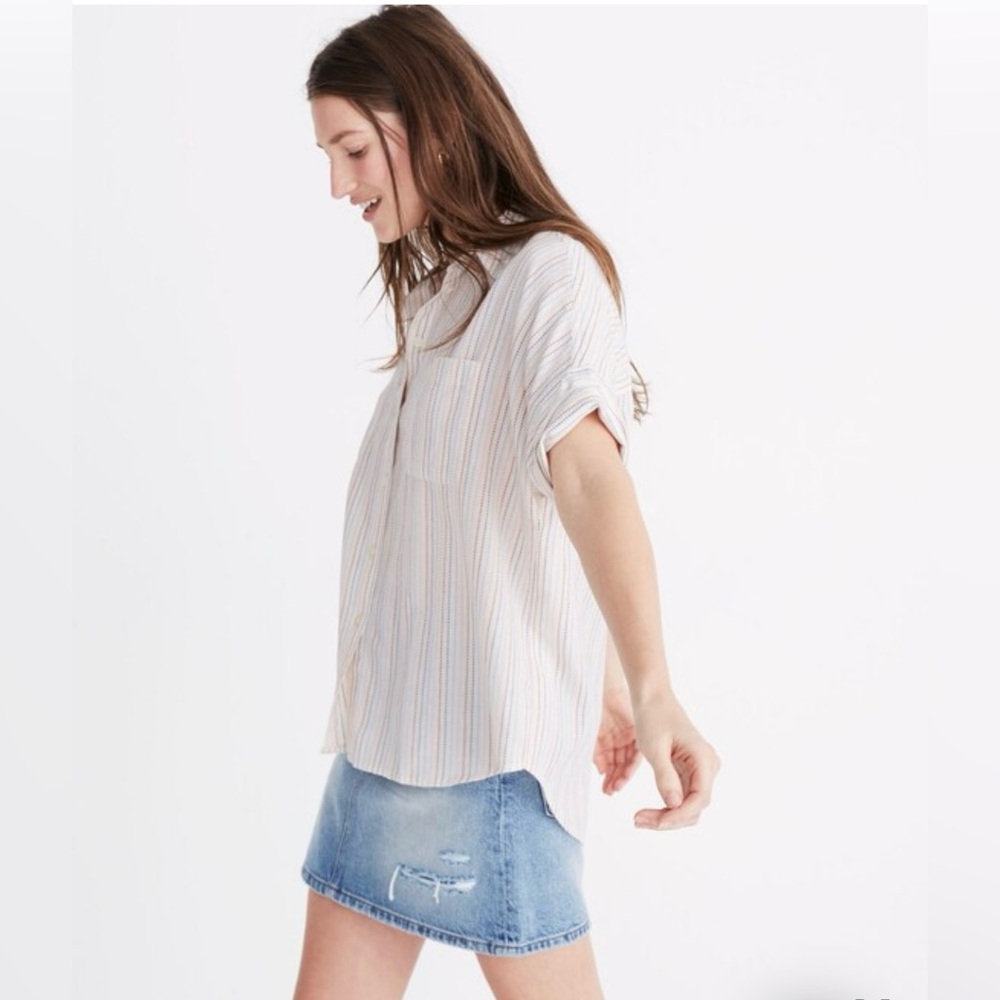 Madewell Cream Striped Button-Up Shirt - Picture 6 of 11